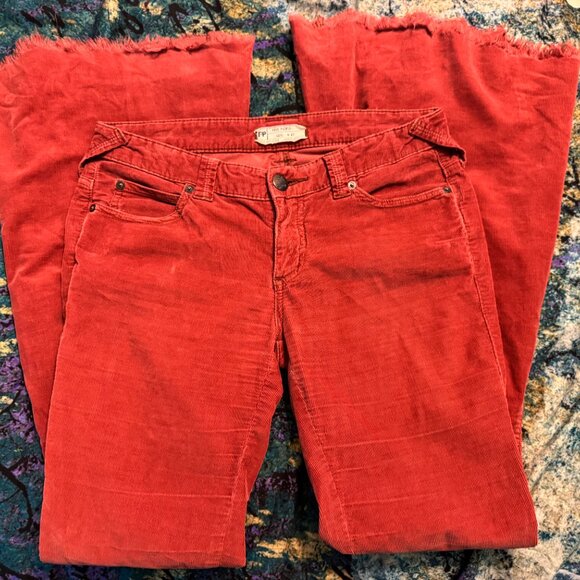 Free People Karma Corduroy Exaggerate Flare Jeans – Red Dahlia, Size 27 - Picture 3 of 14